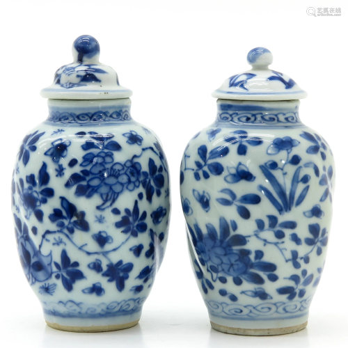 Two Chinese Miniature Covered Vases