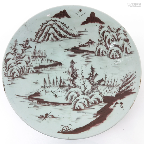 A Very Large Chinese Stoneware Dish