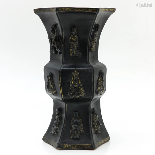 A Chinese Brown Stoneware Gu Vase