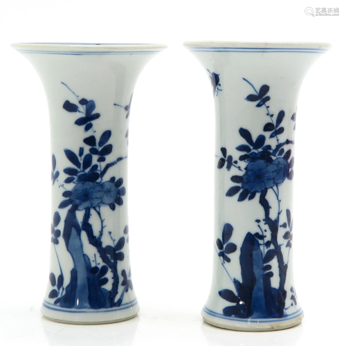 A Pair of Blue and White Vases