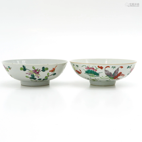 Two Chinese Famille Rose Bowls