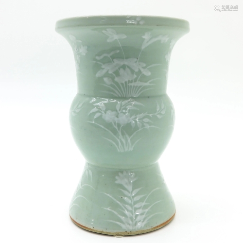 A Chinese Celadon Gu Vase