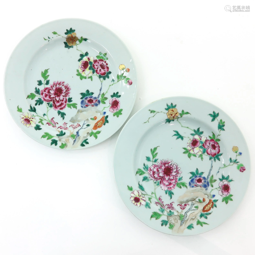 A Pair of Famille Rose Plates