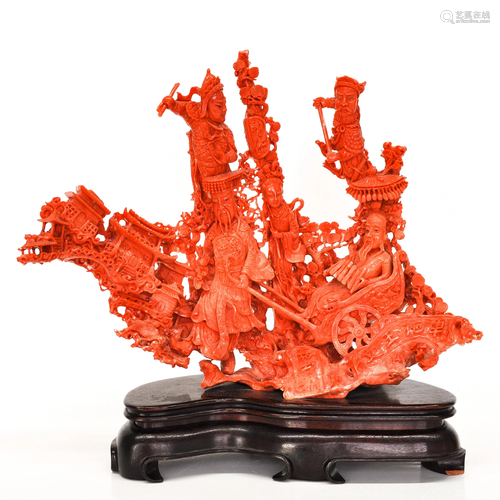 A Very Fine Carved Red Coral Sculpture