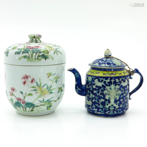 A Chinese Covered Jar and Teapot