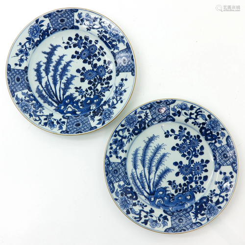 A Pair of Chinese Blue and White Plates