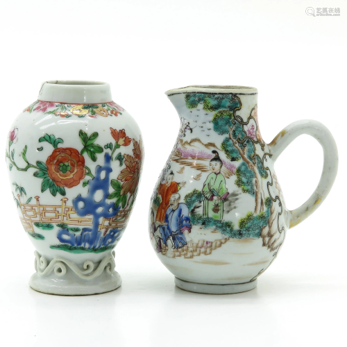 A Chinese Creamer and Vase