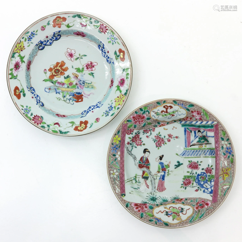 Two Chinese Famille Rose Plates