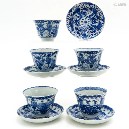 Five Chinese Cups and Saucers