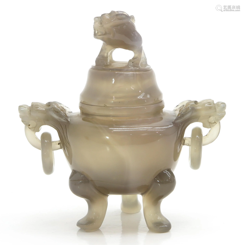 A Chinese Quartz Censer with Cover