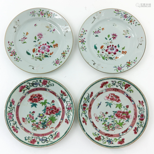 A Series of Four Famille Rose Plates