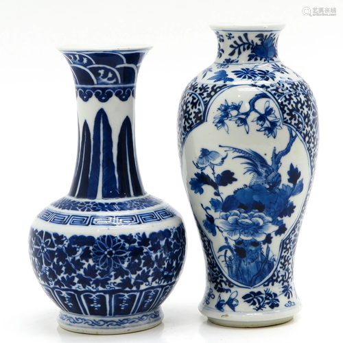 Two Blue and White Vases