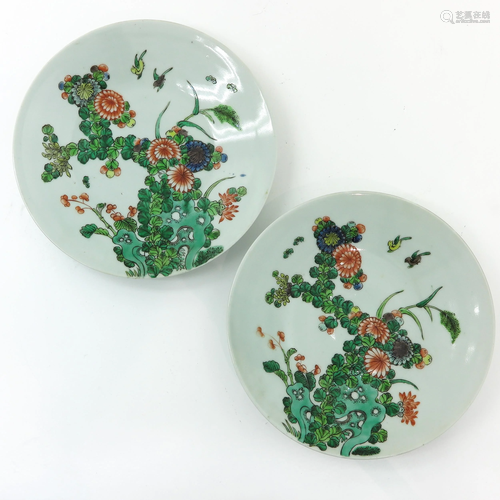 A Pair of Famille Verte Plates