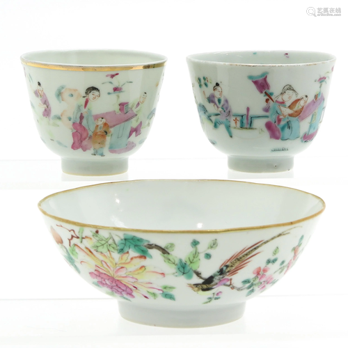 A Chinese Bowl and Two Cups