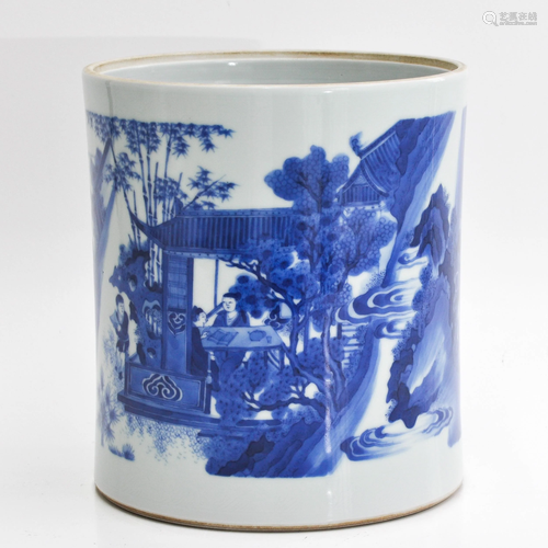 A Chinese Blue and White Brush Pot