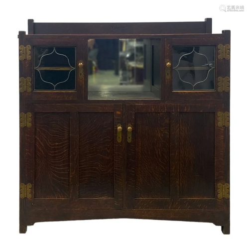 ROYCROFT Oak Sideboard with Caned Glass …