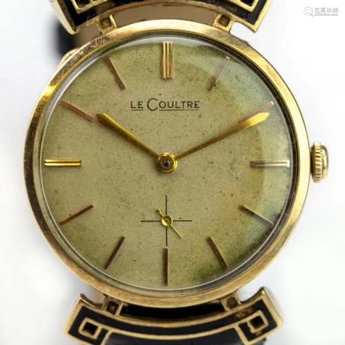 Vintage LeCoultre 14k Gold Enamel Fancy Case Watch