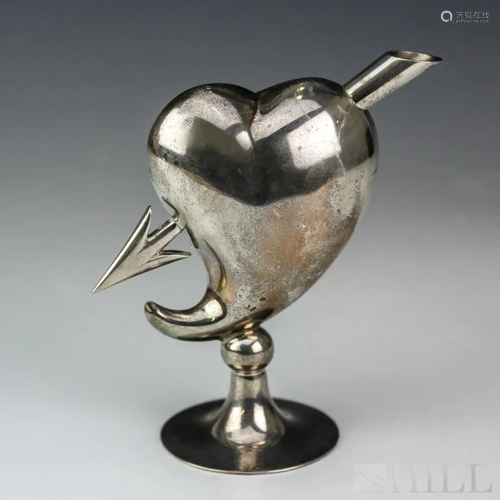 Pampaloni Italian Sterling Silver Heart Arrow Vase