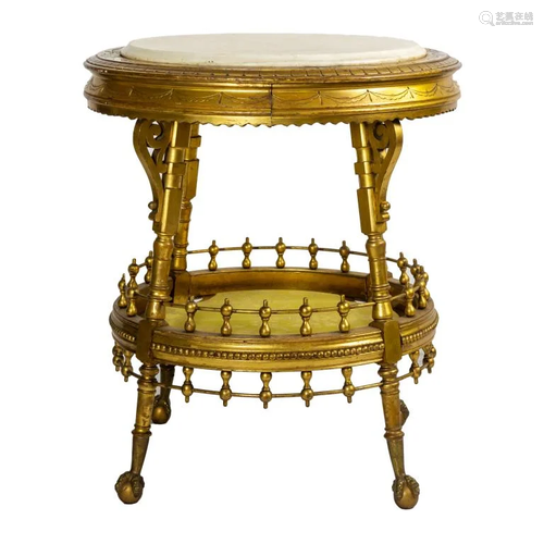 Herter Brothers Gold Gilt Marble Center Hall Table