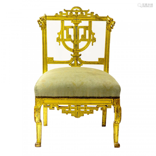 Herter Brothers Giltwood Decorated Slipper Chair