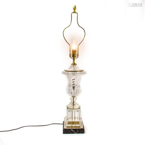 Baccarat Style Fine Crystal Urn Form Table Lamp