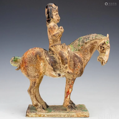 Vintage Chinese Ceramic Horse & Rider Roof Tile