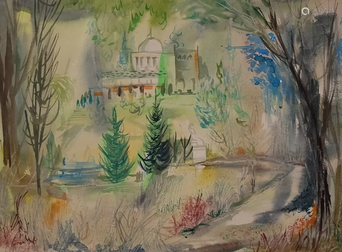 Jean Dufy French Landscape Watercolor Art Pai…