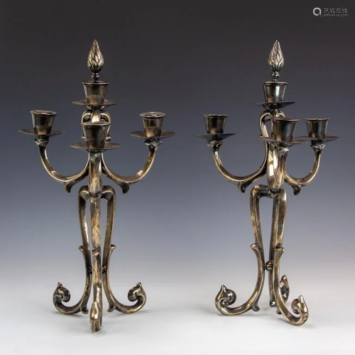 Pr Mexico Signed Sterling Silver Candelabras 42…