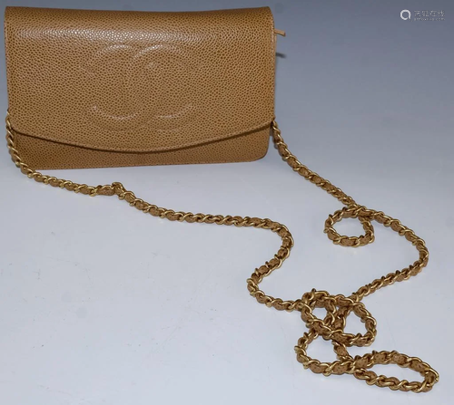 Chanel Beige Caviar Leather Monogram WOC Wallet