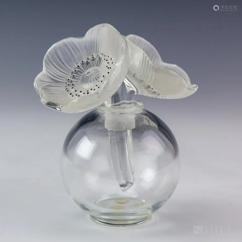 Lalique Crystal Les Anemons Flower Perfume Bottle