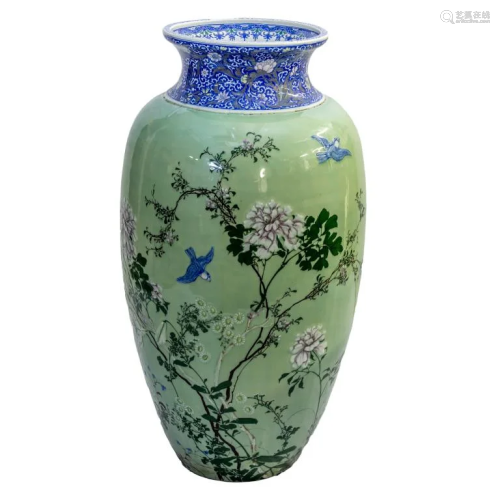 Important Japanese Celadon Porcelain Palace Vase