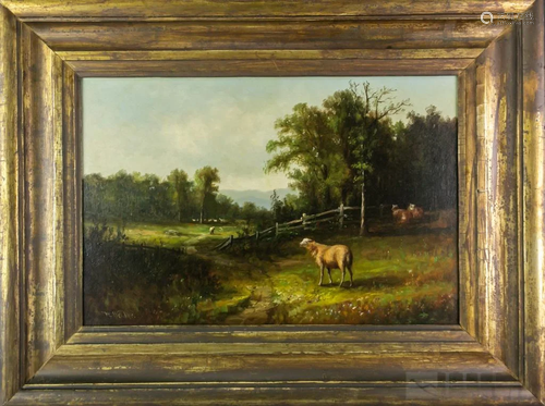 Antique W. Webber Pastoral Landscape Oil Painting