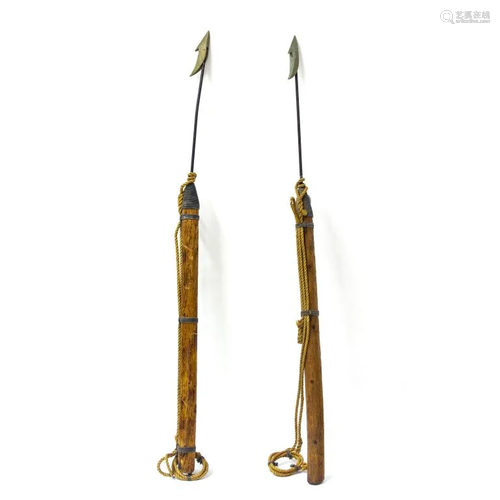 Pair Vintage Whaling Toggle Harpoon 1 Flue Spears