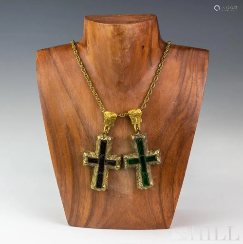 Vintage CHANEL Gripoix Double Cross Necklace