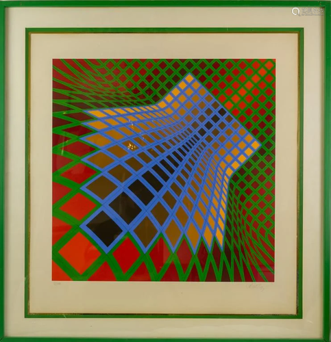 Victor Vasarely Geometric Op Art L/E Serigraph