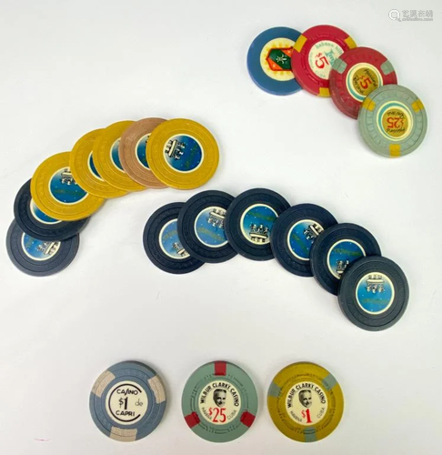 LOT 20 Obsolete Cuba Clark's Casino Poker Chips