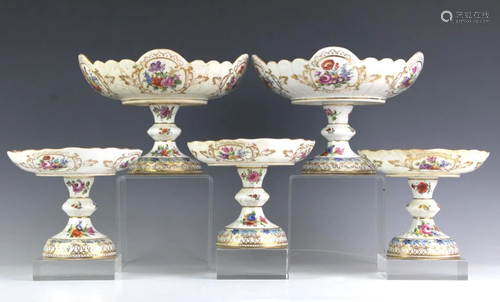 Lot 5 KPM Berlin Porcelain Footed Floral Compo…