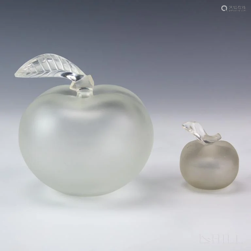 LOT 2 Lalique Crystal Grand Pomme Apple Bottles