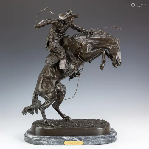 after Remington Bronze Bronco Buster Horse Cowboy