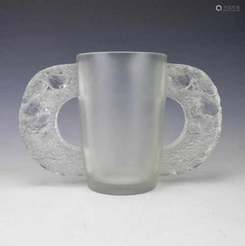 R. Lalique Petrarque French Crystal Art Glass Vase