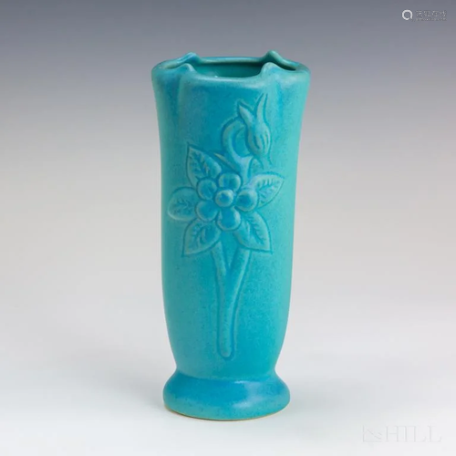 Van Briggle Studio Art Pottery Blue Floral Vase