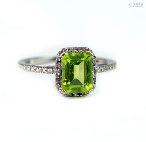 Ladies White Gold Diamond & Peridot Gemstone …