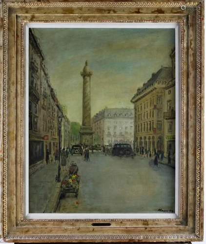 M Alexin French Parisian Street Scene Oil Painting