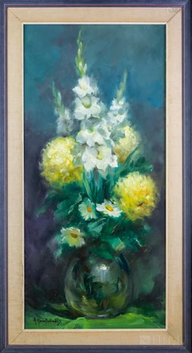 Antonis Karafyllakis 1908-1983 Floral Oil Painting