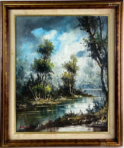 Impressionist Impasto Marsh Landscape Oil Painting