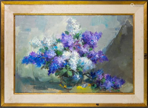 Antonis Karafyllakis 1908-1983 Floral Oil Painting