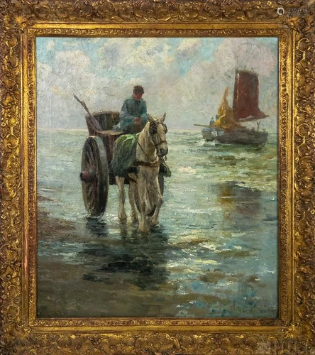 19th Century Seascape Impressionist Oil Painting