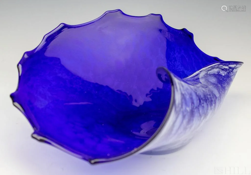 MURANO Studio Art Glass Cobalt Centerpiece Bowl