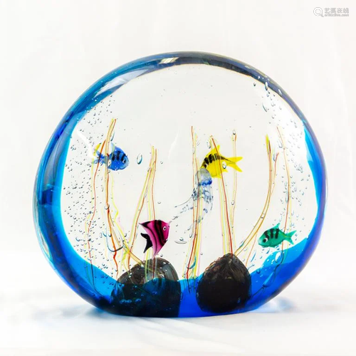 Elio Raffaeli Murano Aquarium Art Glass Sculpture