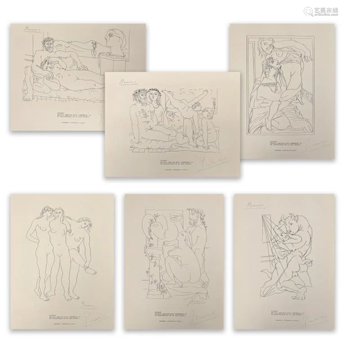 After Pablo Picasso Set 6 Eiffel Tower Lithographs